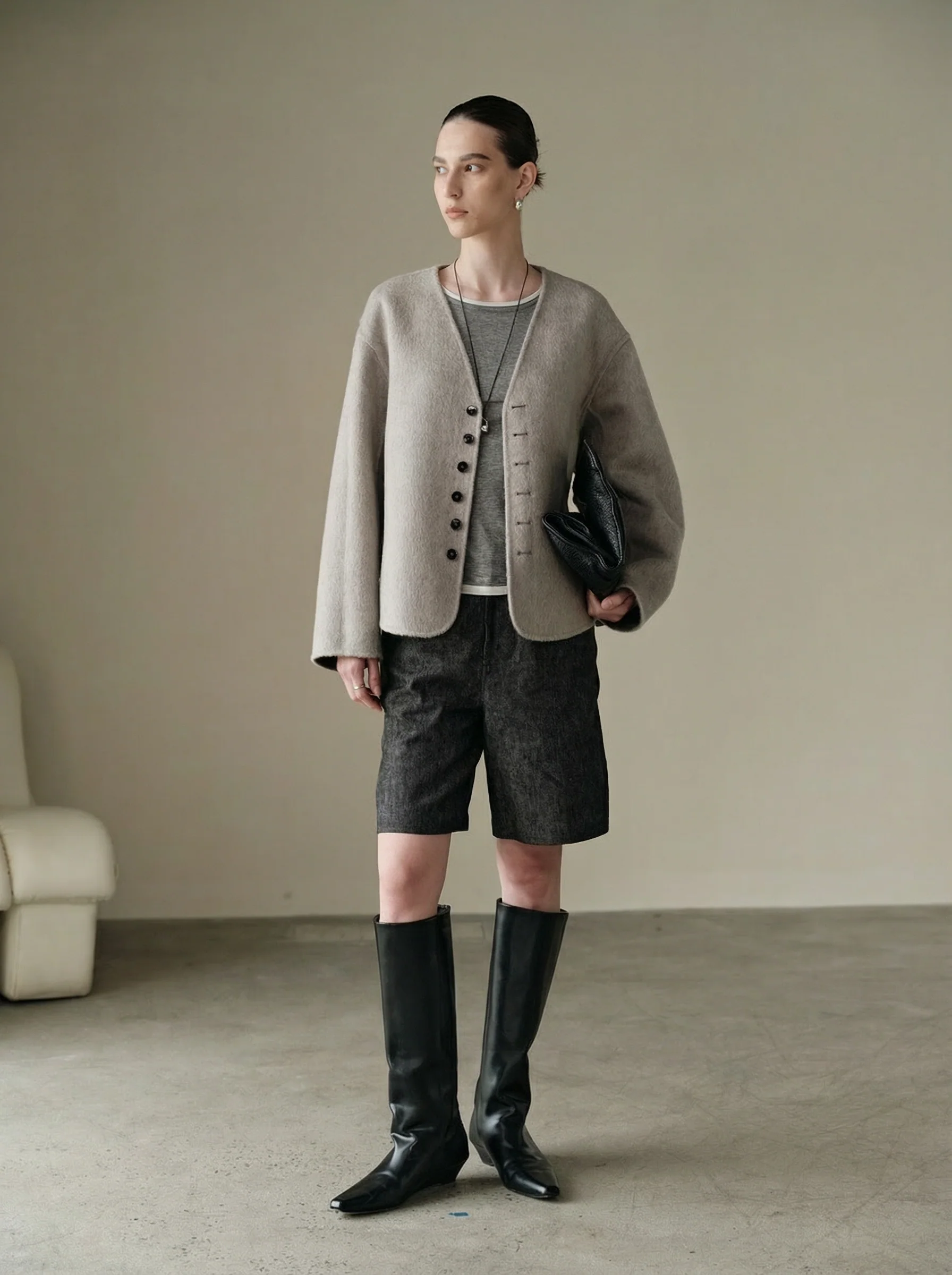 Yarn-Dyed Linen-Cotton High-Waist Bermuda Shorts - Image 2