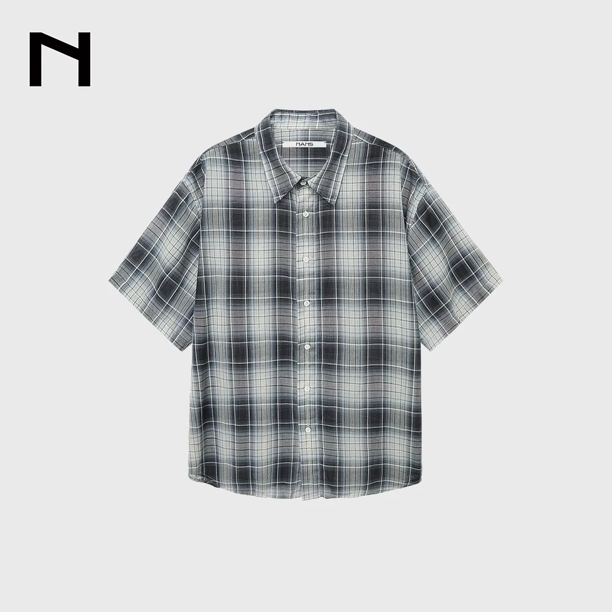 Yarn-Dyed Plaid Cotton Short Sleeve Shirt - Image 6