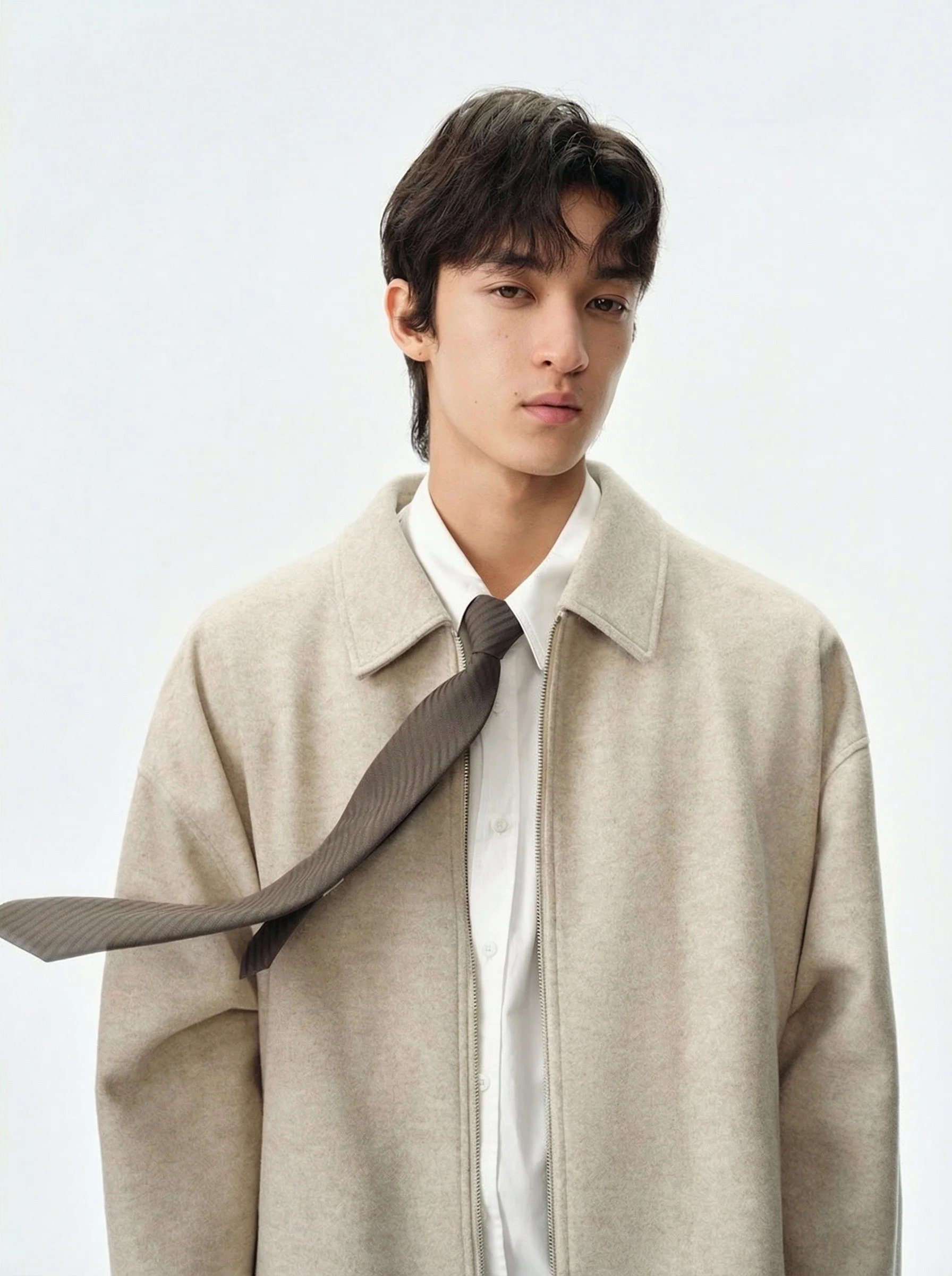 Zip-Front Wool-Blend Jacket