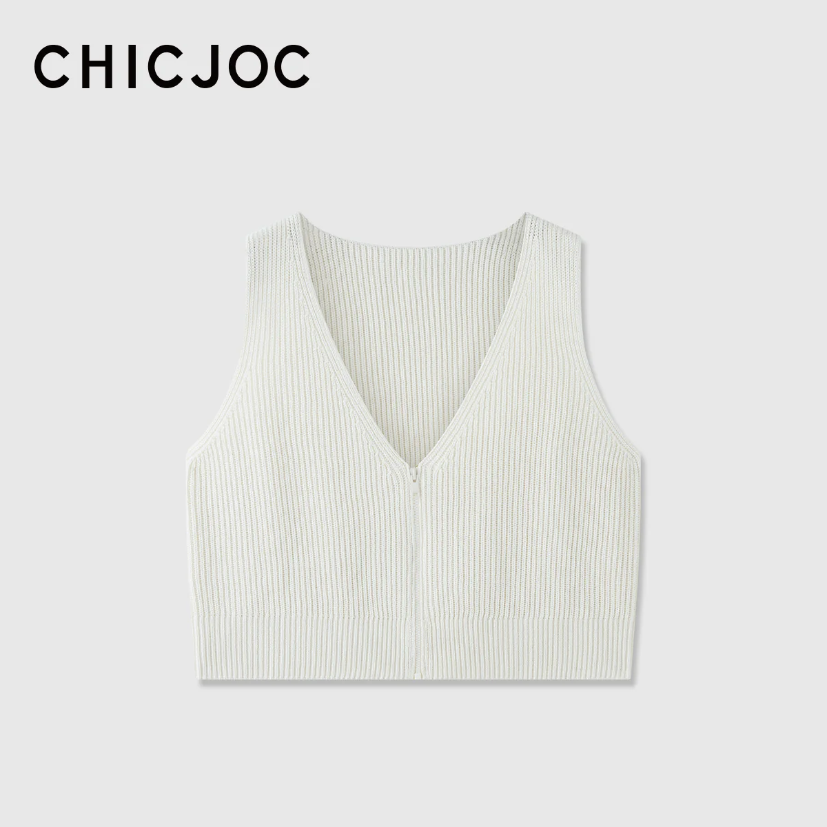 Zip-Front Ribbed Knit Crop Vest - Image 9