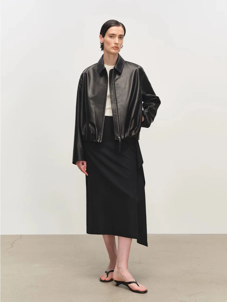 Zip Leather Blouson - Image 5