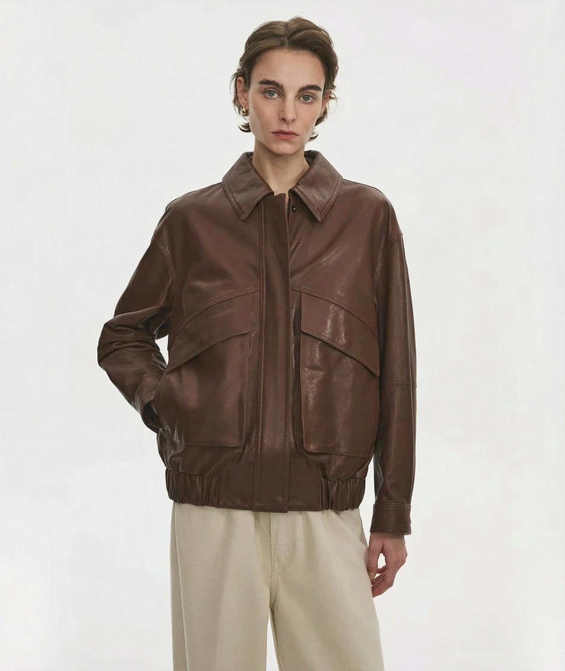Zip Leather Blouson - Image 4