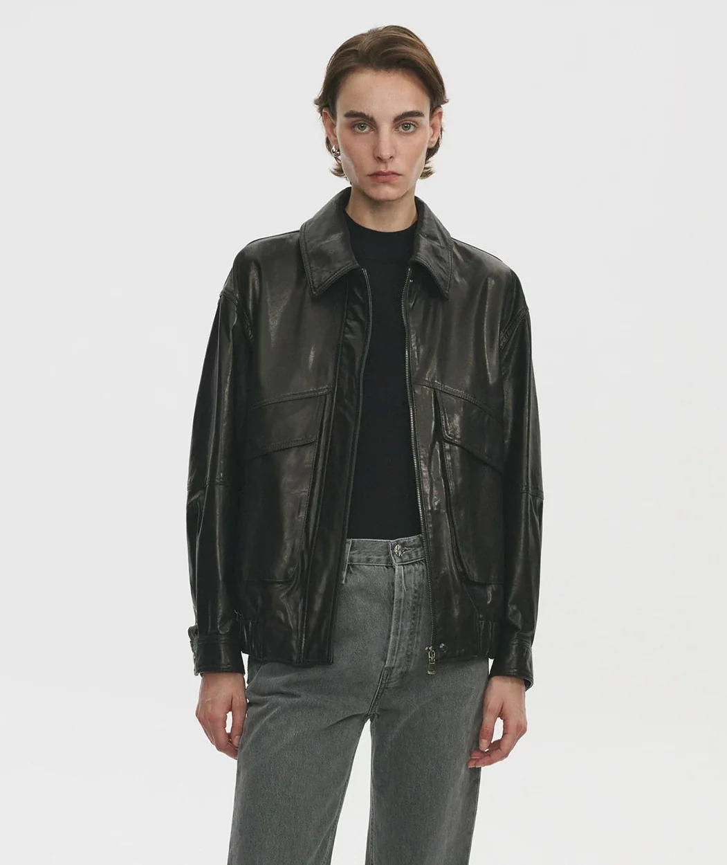 Zip Leather Blouson - Image 6
