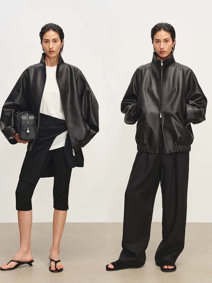 Zip Leather Bomber - Image 3