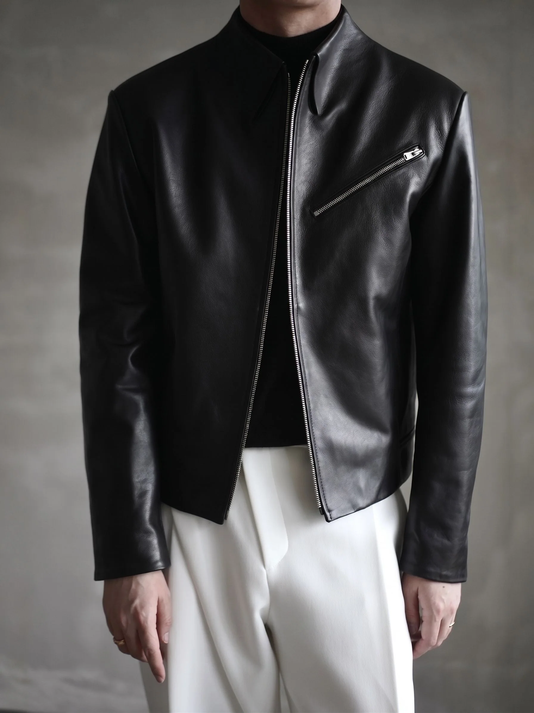 Zip Leather Jacket - Image 3