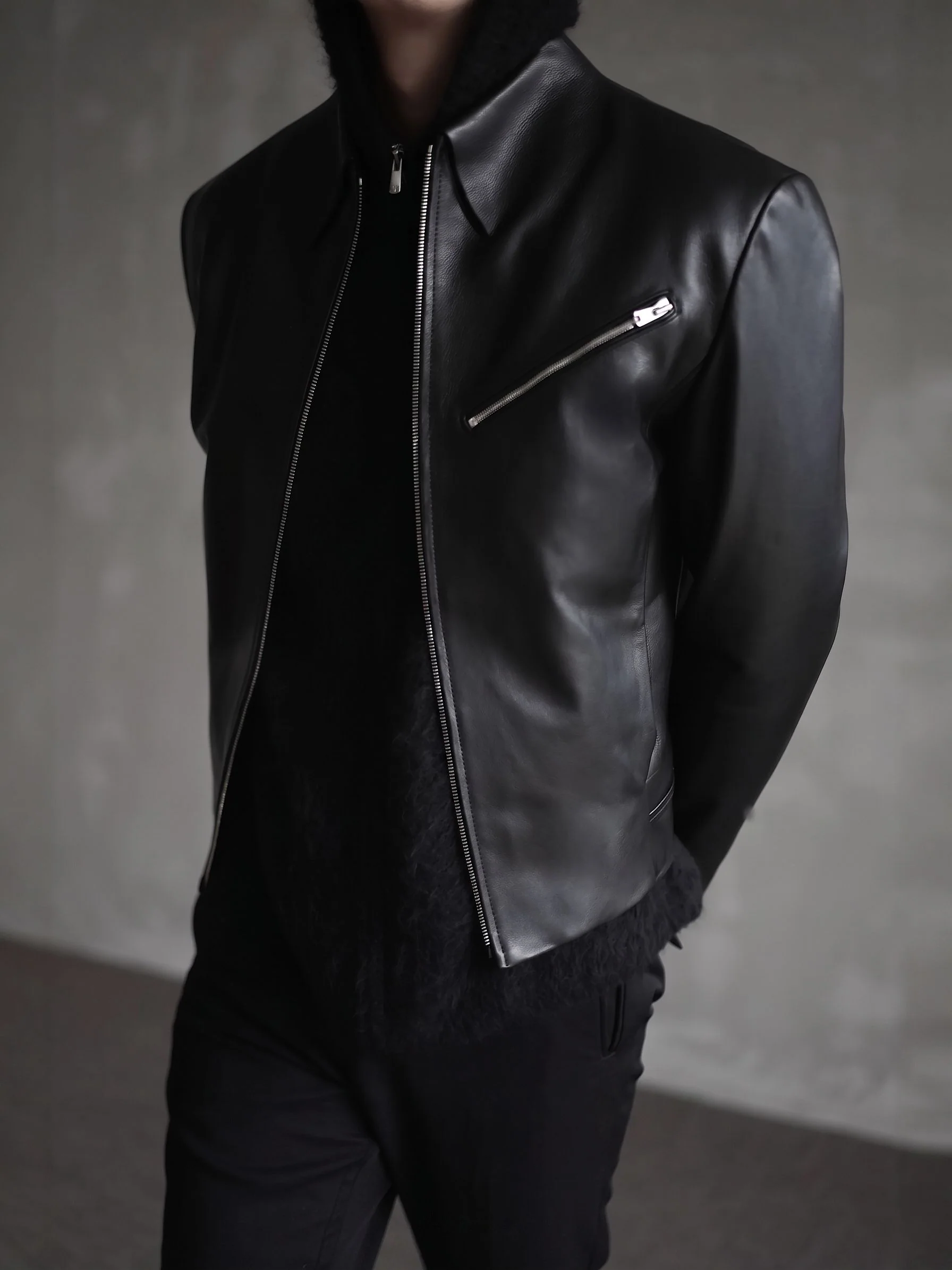 Zip Leather Jacket - Image 4