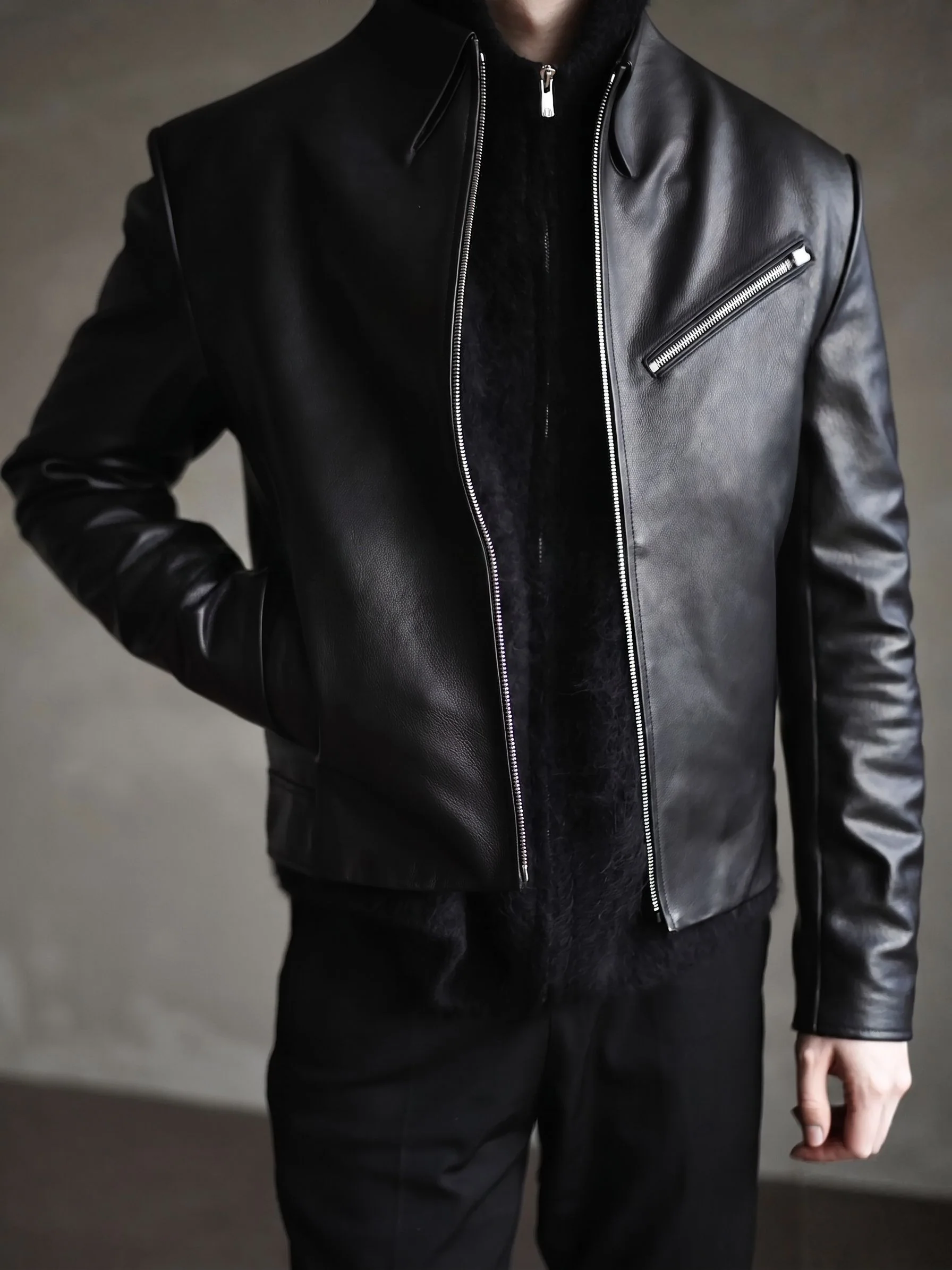 Zip Leather Jacket - Image 5