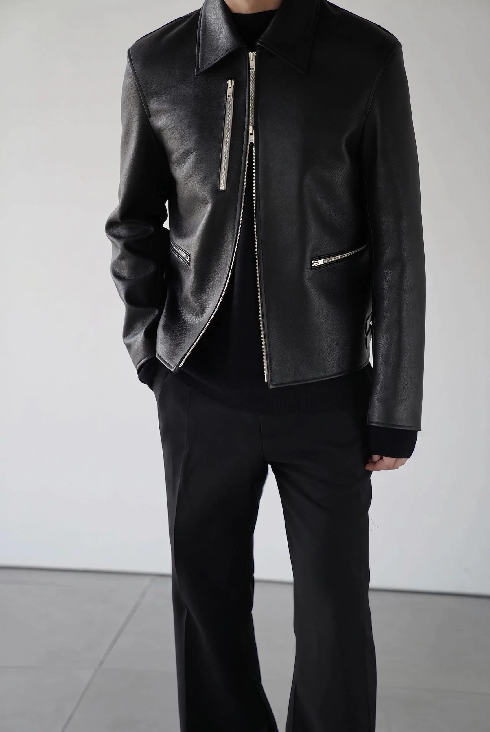 Zip Pocket Leather Jacket