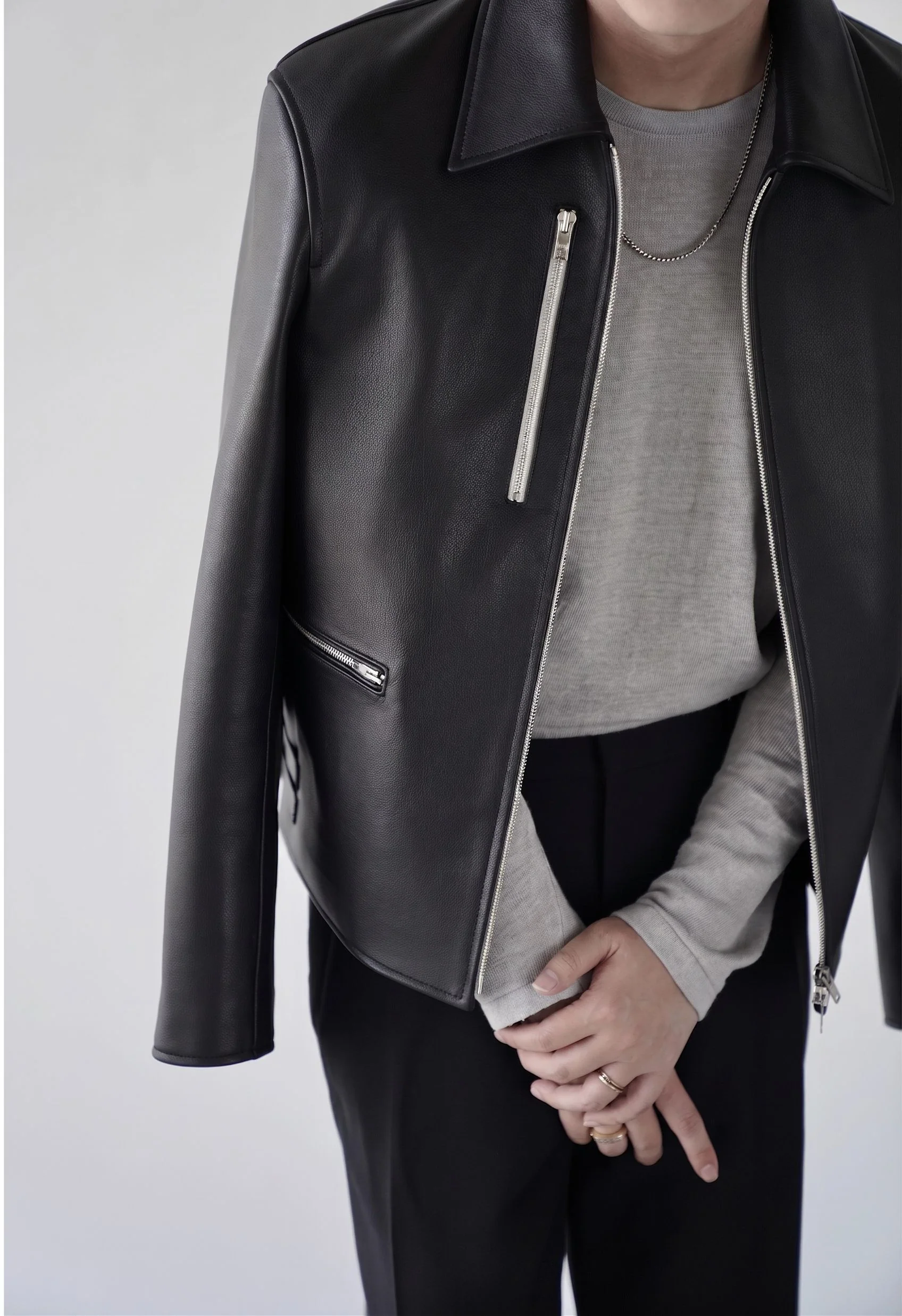 Zip Pocket Leather Jacket - Image 6