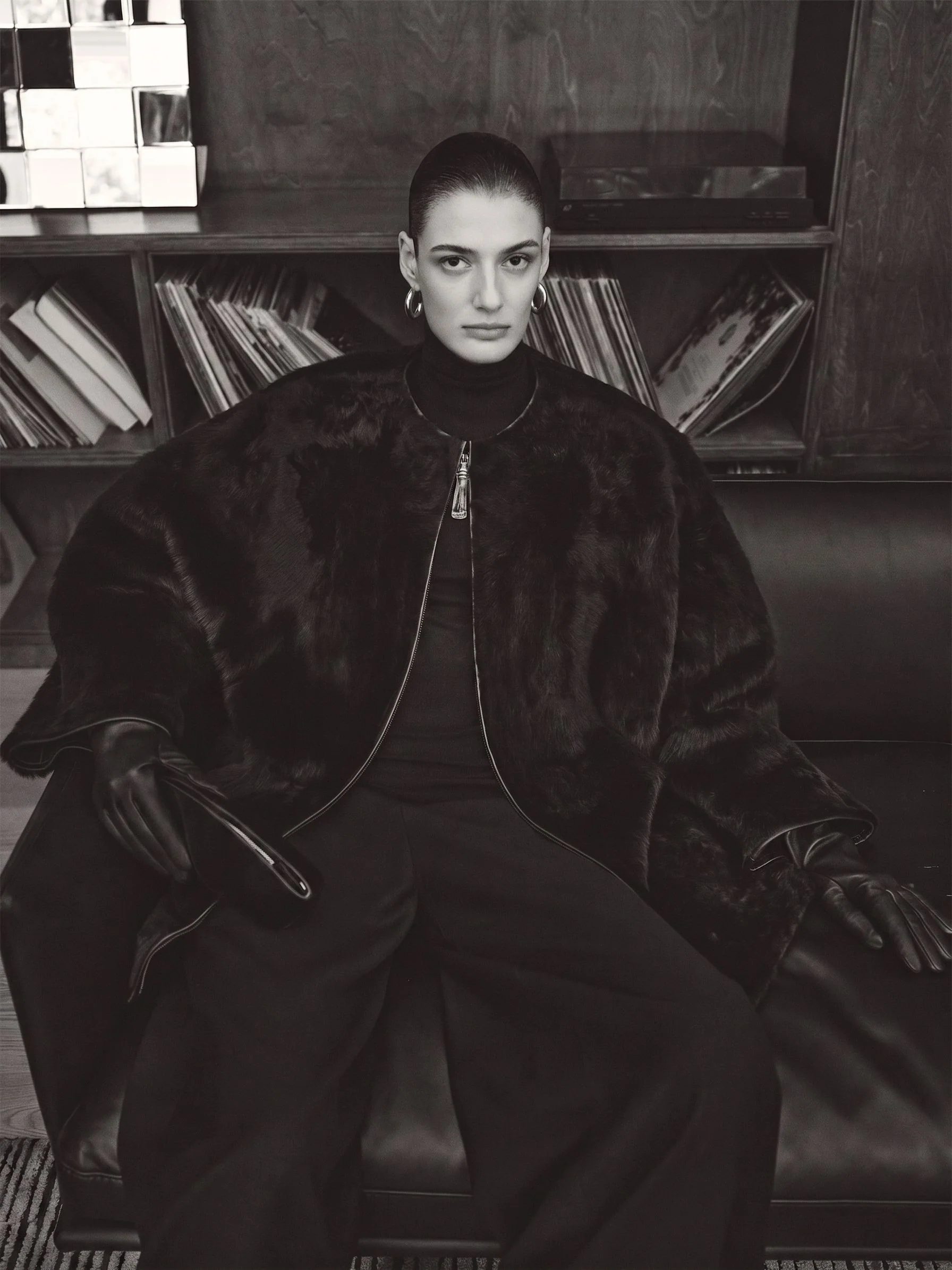 Zip Shearling Coat