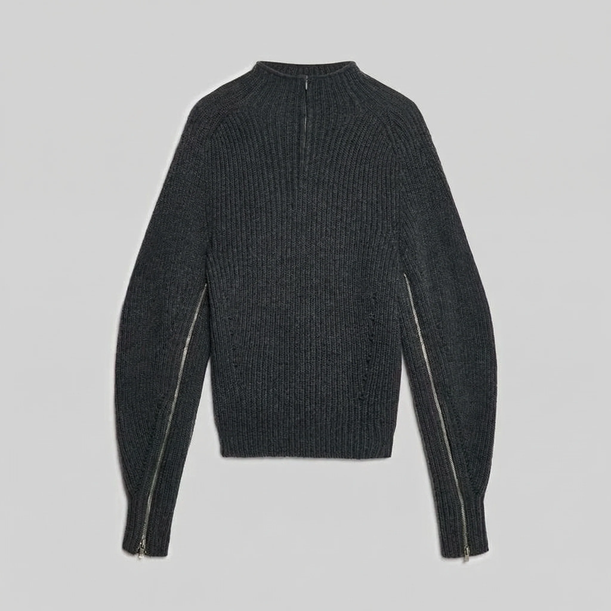 Zip-Sleeve Rib Sweater - Image 4