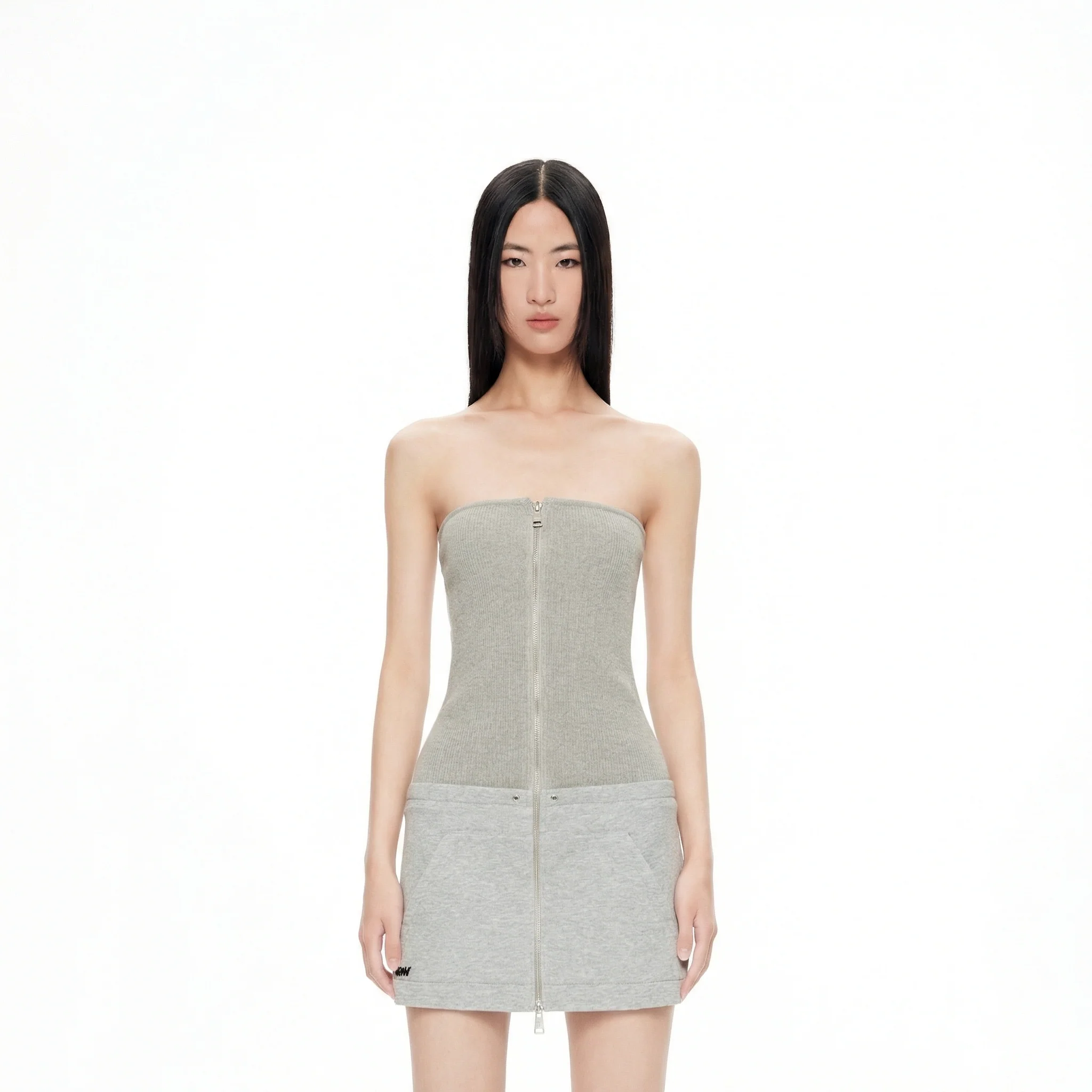 Zip Strapless Mini Dress - Image 6