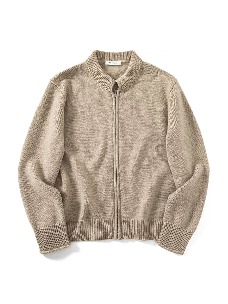 Zip-Up Knit Cardigan
