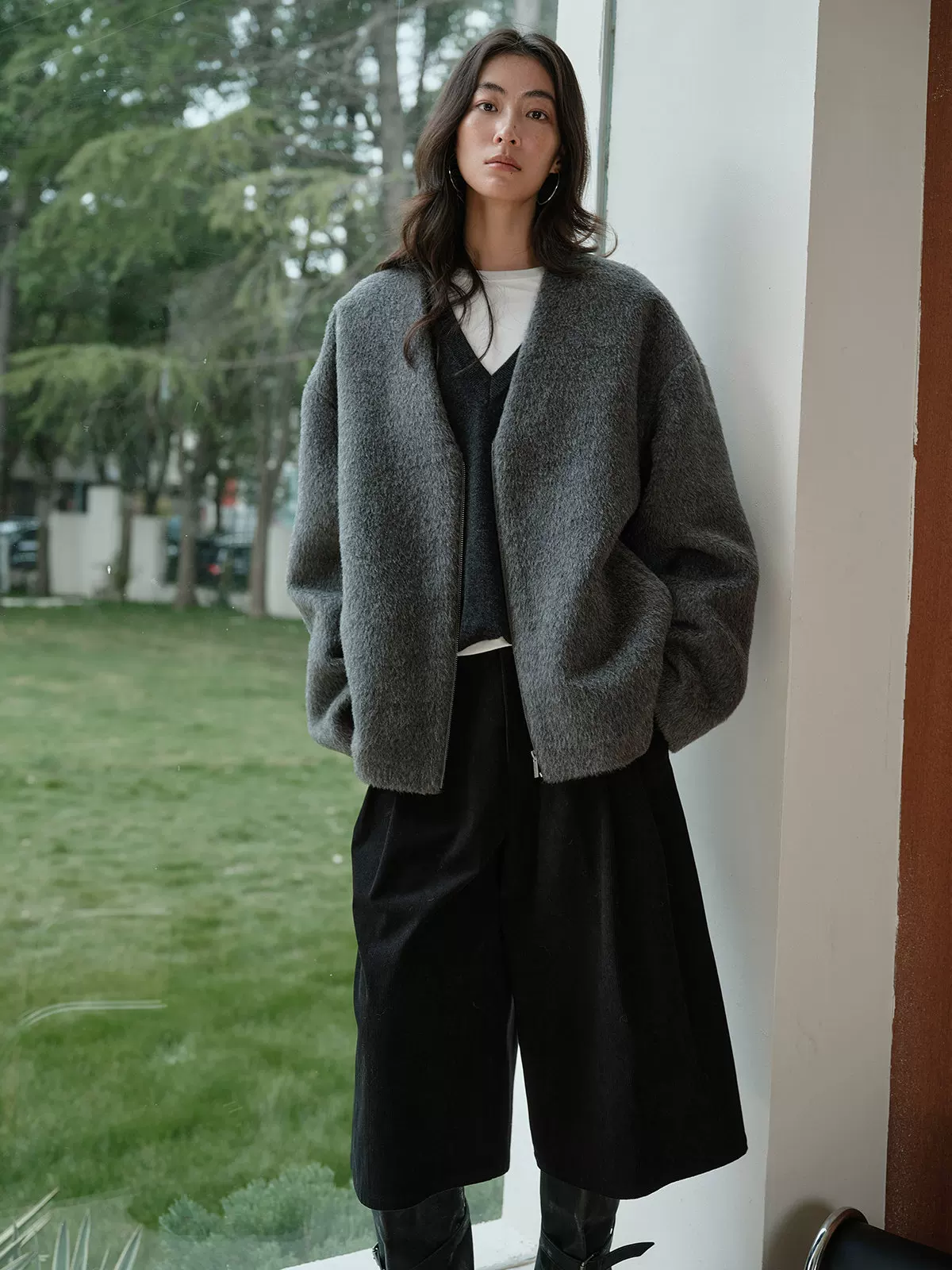 Zip V-Neck Jacket