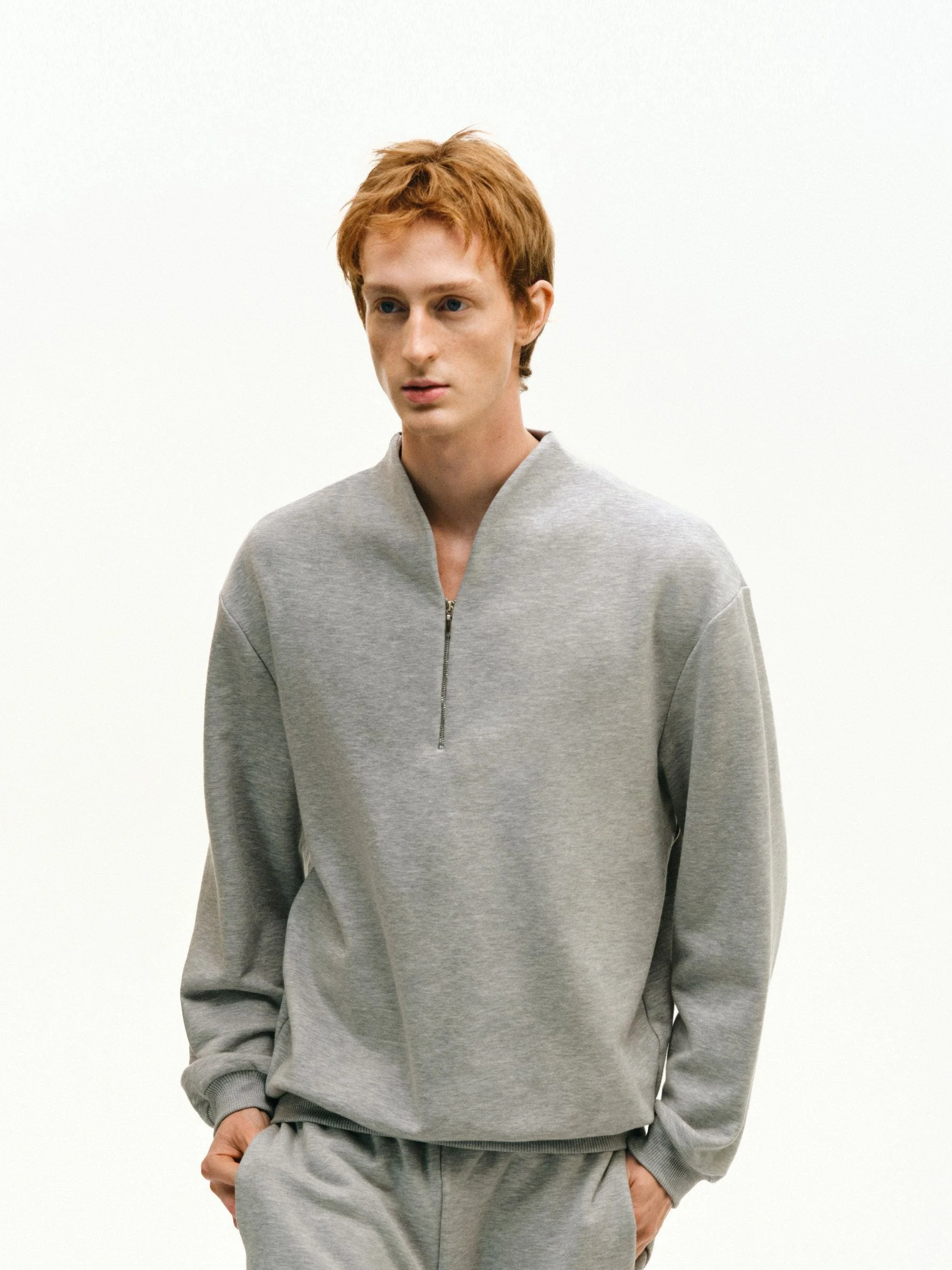 Zip V-Neck Pullover