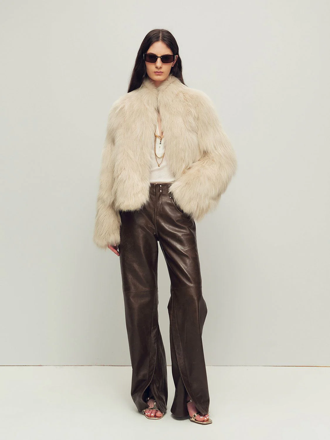 Zipped Slit Leather Pants - Image 5