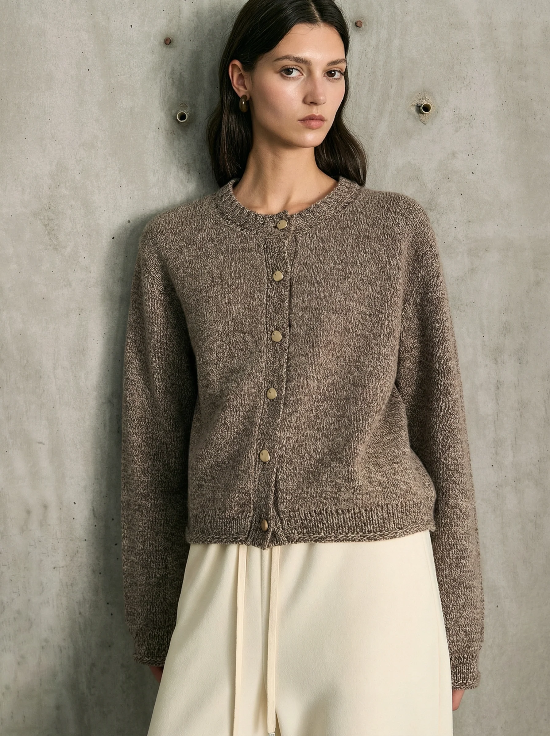 Zurich Mélange Wool Crew Cardigan